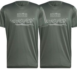 adidas Berlin Marathon 2022 finisher jersey, sustainable running jersey with AeroReady for women or men, green