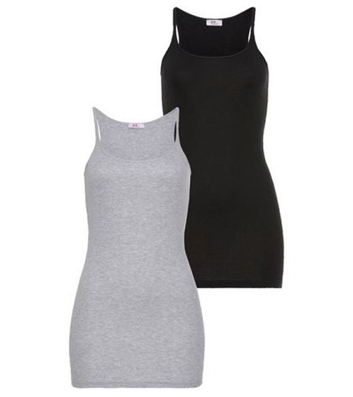 Confezione da 2 FLASHLIGHTS top spaghetti da donna in camicia di cotone stile basic senza maniche camicia estiva 73556202 grigio e nero