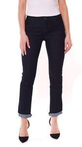 H.I.S. Pantaloni denim da donna, jeans accorciati con polsini, cotone 96502332, blu scuro