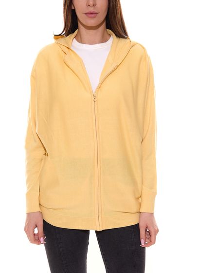 BOYSEN S women s cardigan fine-knit jacket with batwing sleeves and hood 51450539 yellow
