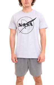 UNITED LABELS NASA Herren Pyjama-Set 2-teiliger Kurzarm-Schlafanzug Baumwolle 013911 Grau