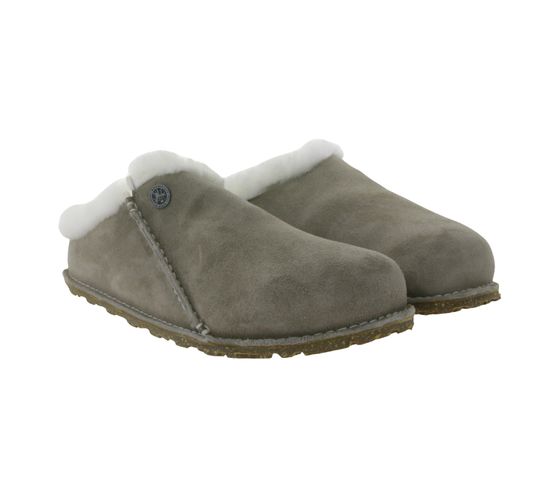 BIRKENSTOCK Zermatt unisex slippers genuine leather with fur lining Made in Germany normal width 1023099 gray