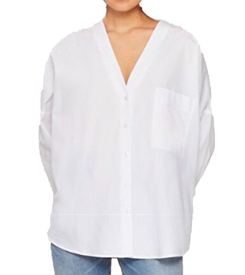 LTB ZOYIDA camicia camicia da donna blusa con profondo scollo a V e taschino sul petto 88071705 bianco