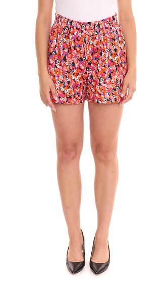 MELROSE Damen Sommer-Shorts Jersey-Shorts mit Allover Blumen-Print 90853107 Rosa/Rot/Blau