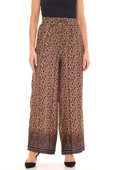 Pantaloni slip-on da donna Aniston CASUAL, comodi pantaloni estivi con fantasia leopardata all-over 24252520 beige/marrone