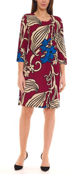 Aniston SELECTED robe à manches 3/4 pour femme robe midi fleurie robe d été 75546760 rouge