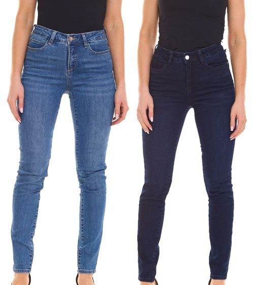 Pantaloni skinny jeans da donna in cotone HECHTER PARIS in stile 5 tasche blu scuro o azzurro