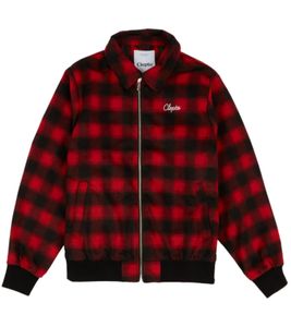 Cleptomanicx Chaqueta de invierno para hombre Checker con estampado integral de cuadros, chaqueta de otoño CXWJCHEBO negro/rojo