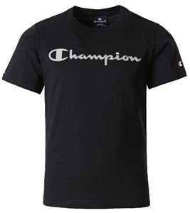 Champion Camiseta infantil con cuello redondo para niñas y niños 305169 S21 KK001 NBK negro