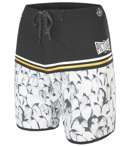 Picture Organic Clothing Andy men s swimming shorts sustainable swimming trunks with penguin design swimwear MBS039 black/white