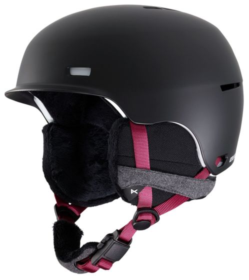 luego. Raven - Casco de esquí para mujer con hebilla magnética Fidlock, casco protector para la cabeza, casco de snowboard, negro/morado