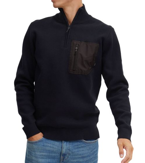 INDICODE Jersey de punto para hombre Meddo con bolsillo en el pecho jersey de punto fino troyer de algodón 35-659MM negro