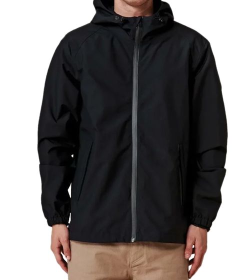 GLOBE Breaker giacca antipioggia da uomo con cappuccio, giacca autunnale sostenibile con rivestimento DWR GB02007001 nero