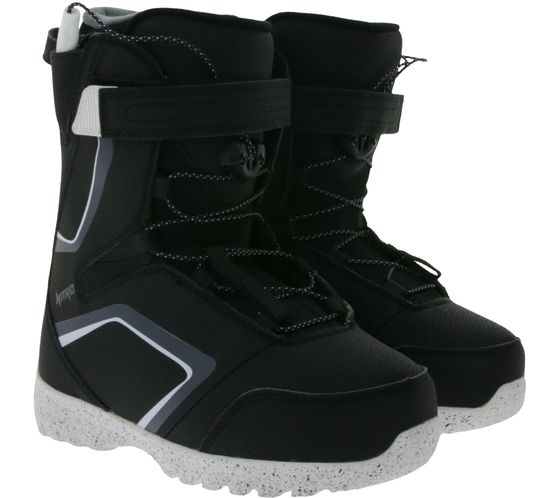 NITRO Droid QLS botas de snowboard para niños con suela de EVA zapatos de invierno zapatos de encaje rápido 848618-001 negro/blanco