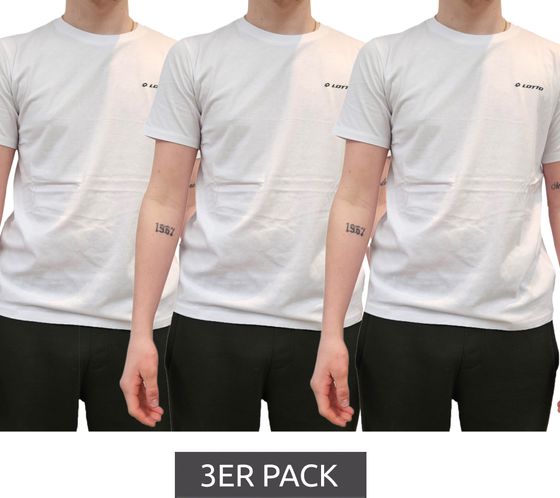3er Pack LOTTO Herren Basic T-Shirt aus Baumwolle Rundhals-Shirt 8792486 Weiß