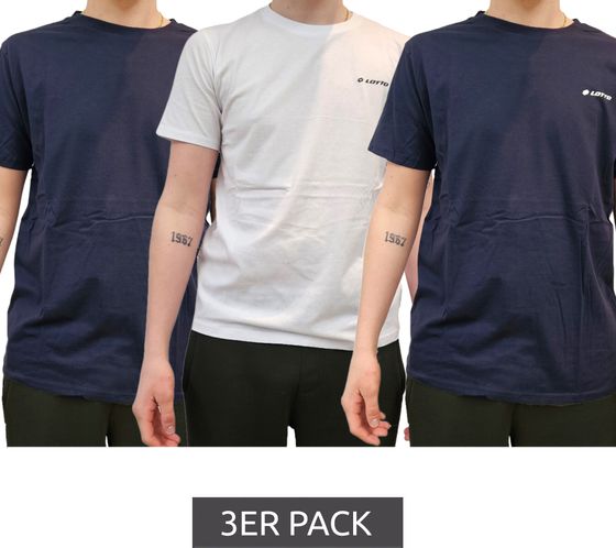 Pack of 3 LOTTO men's basic cotton T-shirt crew neck shirt 8792486 blue/white