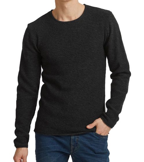 INDICODE Corto fine knit sweater sustainable men's cotton sweater 30-413MM 999 Black