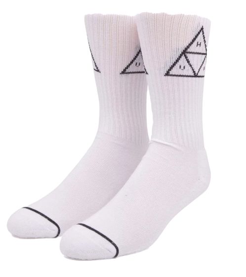 HUF Triple Triangle Stockings Long Cotton Socks with Logo Print SK00576 White