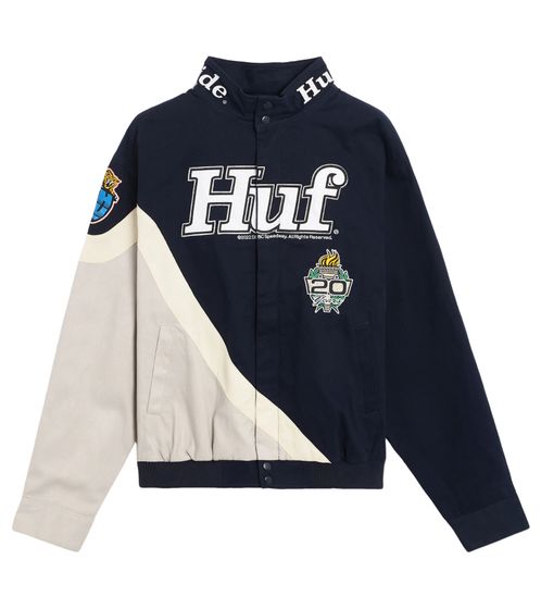 HUF Daytona Herren Übergangs-Jacke mit Stickerei-Details Mode-Jacke JK00335 Blau/Beige