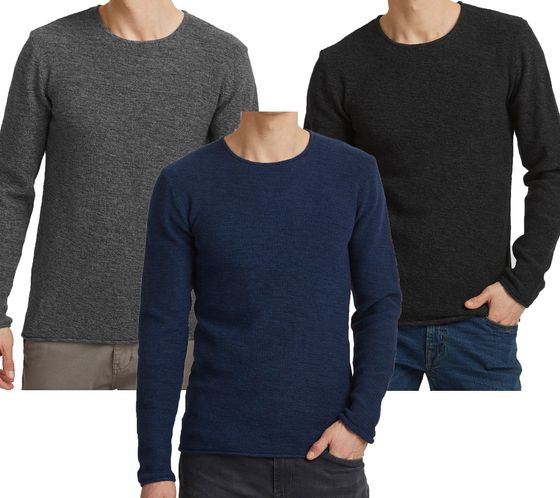 INDICODE Jersey corto punto fino jersey de algodón sostenible para hombre 30-413MM gris, azul o negro
