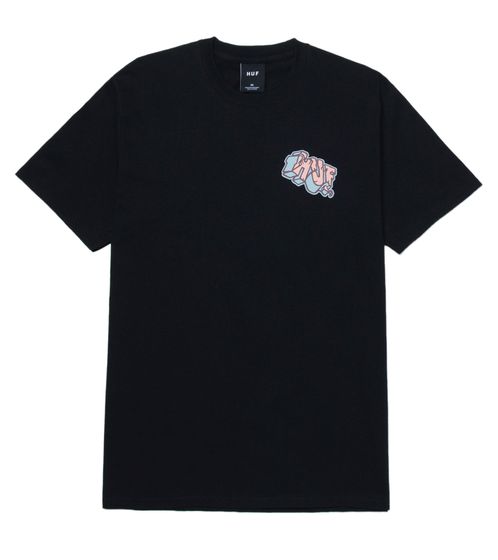 HUF Quake Triple Triangle Herren T-Shirt klassisches Baumwoll-Shirt mit Rücken-Print TS01649 Schwarz