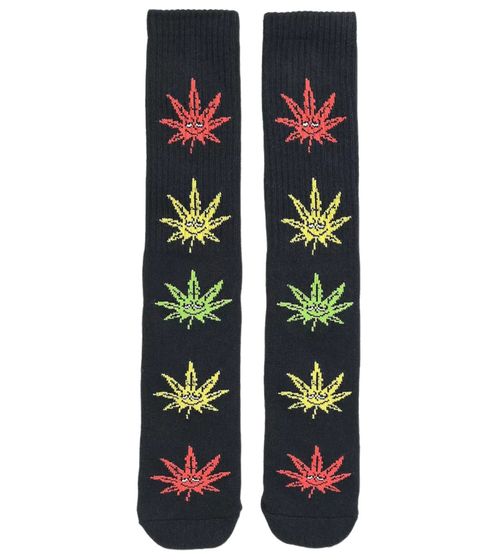 HUF 420 Buddy long socks with leaf print leisure stockings one size SK00719 black