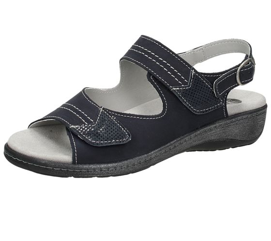 bama Damen Sommer-Schuhe stylische Echtleder-Sandale mit herausnehmbarer Klett-Decksohle 1003966 Dunkelblau