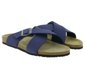 TRUE Style Damen Tieffußbett-Pantoffeln Pantoletten Sommer-Schuhe Sommer-Sandalen Blau