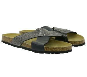 camprella mules pour femmes avec motif serpent pantoufles à semelle profonde chaussures d été noir