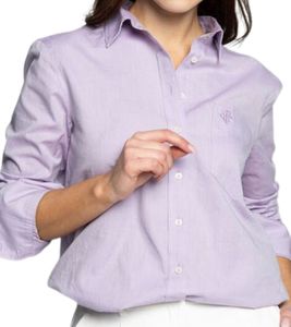 TOMMY HILFIGER Camisa de manga larga para mujer, camisa blusa de mujer de moda WW0WW26858 V09 violeta