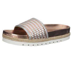 La Strada Damen Pantoletten Sommer-Schuhe mit Metallic-Optik 1803050-1645-A Rosa