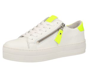 Zapatillas deportivas de mujer SPM de piel auténtica con plataforma y plantilla extraíble 24119434-34-13496 blanco/amarillo