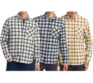 BLEND men s cotton shirt long-sleeved shirt in flannel style 20714330 in brown, navy or black