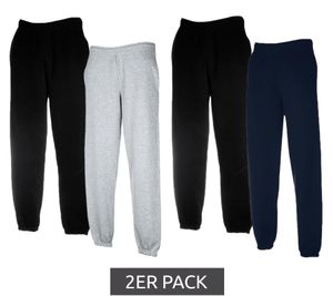 Pack de 2 pantalones de algodón para hombre de FRUIT OF THE LOOM, pantalones jogging, pantalones de ocio en negro/azul o negro/gris