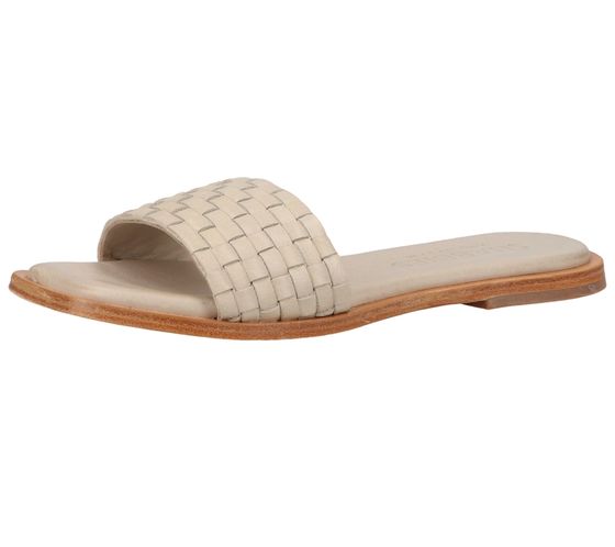 Sandalia mule de mujer SHABBIES Amsterdam de piel auténtica con correa trenzada zapatos de verano 170020171 beige