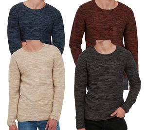 INDICODE Bayne fine knit sweater mottled men's sweater 35548MM blue, gray, beige or orange