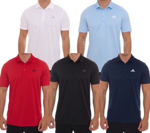Polo da uomo adidas Performance Primegreen in piqué di qualità Maglia da golf GQ313 in bianco, nero, rosso o blu