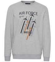 INDICODE IDForz Herren Baumwoll-Pullover Rundhals-Sweater mit großem Frontprint 55582MM Schwarz, Grau oder Blau