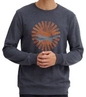 INDICODE IDForz Herren Baumwoll-Pullover Rundhals-Sweater mit großem Frontprint 55582MM Schwarz, Grau oder Blau