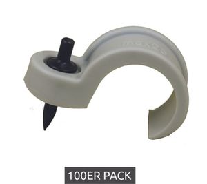 Pack de 100 abrazaderas para tubos Don Quichotte 903910, abrazadera de fijación, libre de halógenos, 27x12-25mm, gris
