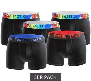 Pack of 5 TASTIQ men's boxer shorts in gift box cotton underpants TAS/1/BCX5/UNI7 black with multicolored waistband