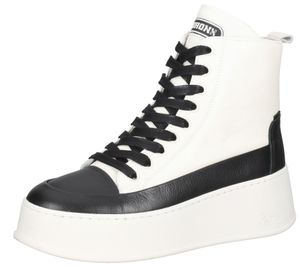 BRONX Damen Echtleder-Sneaker Plateau-Sneaker Schnür-Sneaker 47368-AG 2295 Weiß/Schwarz