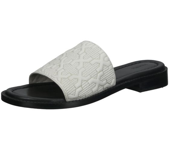 Bronx Damen Echtleder-Sandale stylische Sommer-Sandalette mit genähtem Logo-Muster 84902-DE 2295 Weiß/Schwarz