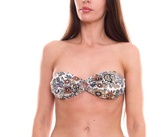 O NEILL top bikini da donna con stampa floreale all-over bikini a fascia costumi da bagno top a fascia 0A8531 7920 marrone