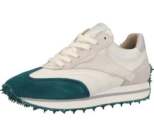 Zapatillas de mujer BRONX de piel auténtica con suela antideslizante, zapatos con cordones de estilo retro 66373-CP 127 blanco/colorido