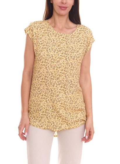 Tamaris Chemisier femme à motif floral all-over, chemise d'été sans manches 68749540 jaune