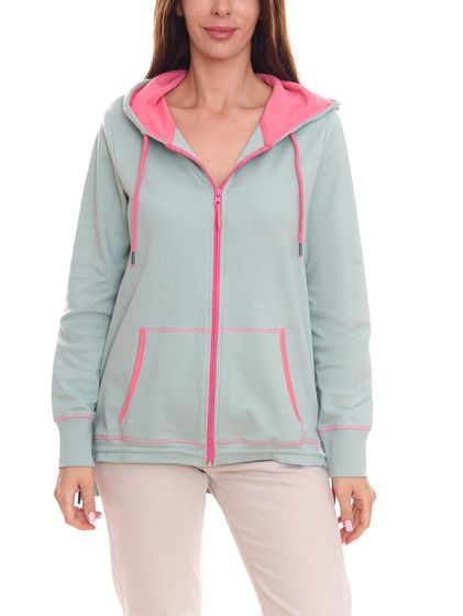 Chaqueta tipo suéter para niños, elegante chaqueta deportiva para mujer con cremallera 54641342 azul/rosa