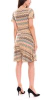 2er Pack Laura Scott Damen Wickel-Kleid schicke Mini-Kleid mit Allover Zacken-Muster 61595346 Braun/Bunt