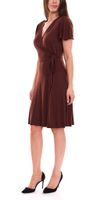 2er Pack Laura Scott Damen Wickel-Kleid schicke Mini-Kleid mit Allover Zacken-Muster 61595346 Braun/Bunt