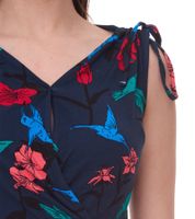 2er Pack AJC Damen Sommer-Kleid Maxi-Kleid mit floralem Allover-Print und schlichtes Mini-Kleid 25760756 Schwarz/Blau